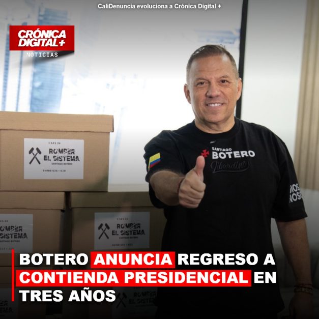 BOTERO ANUNCIA REGRESO A CONTIENDA PRESIDENCIAL EN TRES AÑOS