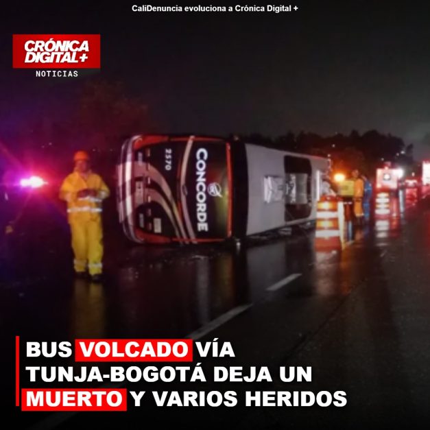 BUS VOLCADO VÍA TUNJA-BOGOTÁ DEJA UN MUERTO Y VARIOS HERIDOS