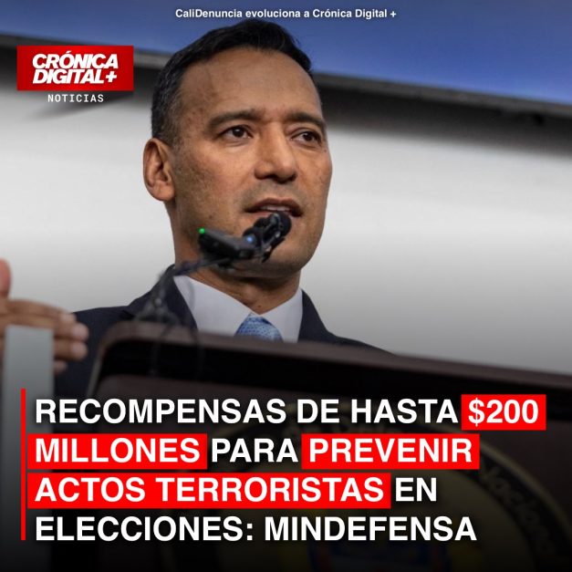 RECOMPENSAS DE HASTA $200 MILLONES PARA PREVENIR ACTOS TERRORISTAS EN ELECCIONES: MINDEFENSA