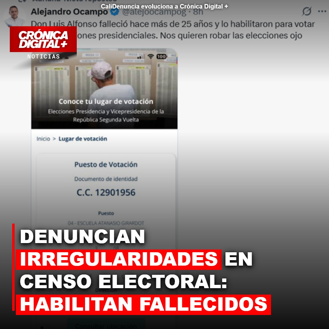 Censo electoral en Cali: Ciudadano fallecido hace 25 años aparece habilitado