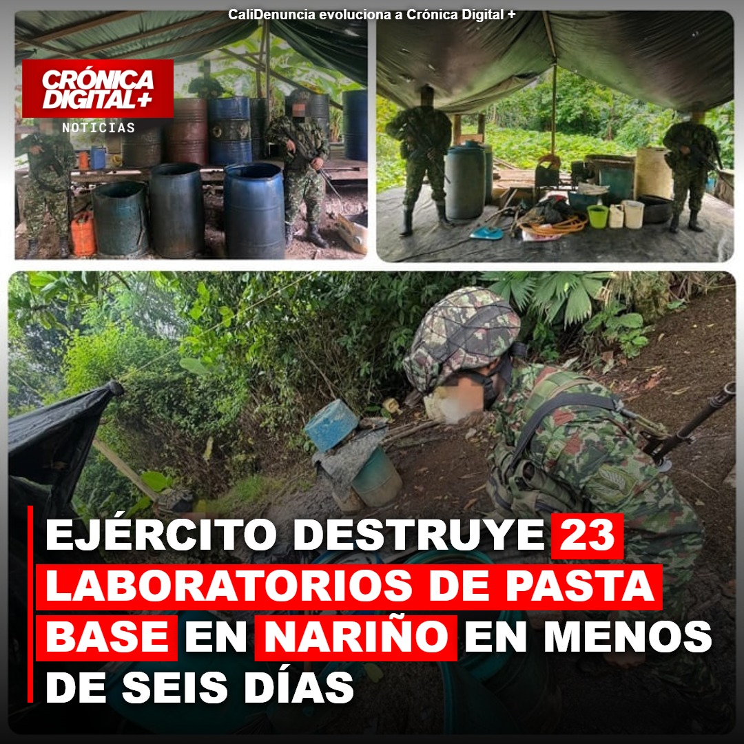 Ejército desmantela 23 laboratorios de coca en Nariño en reciente operativo