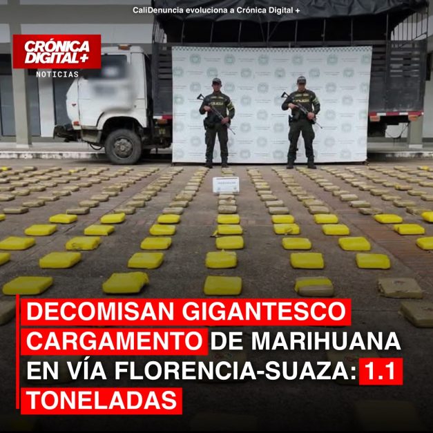 Policía incauta 1.1 toneladas de marihuana en ruta Florencia-Suaza