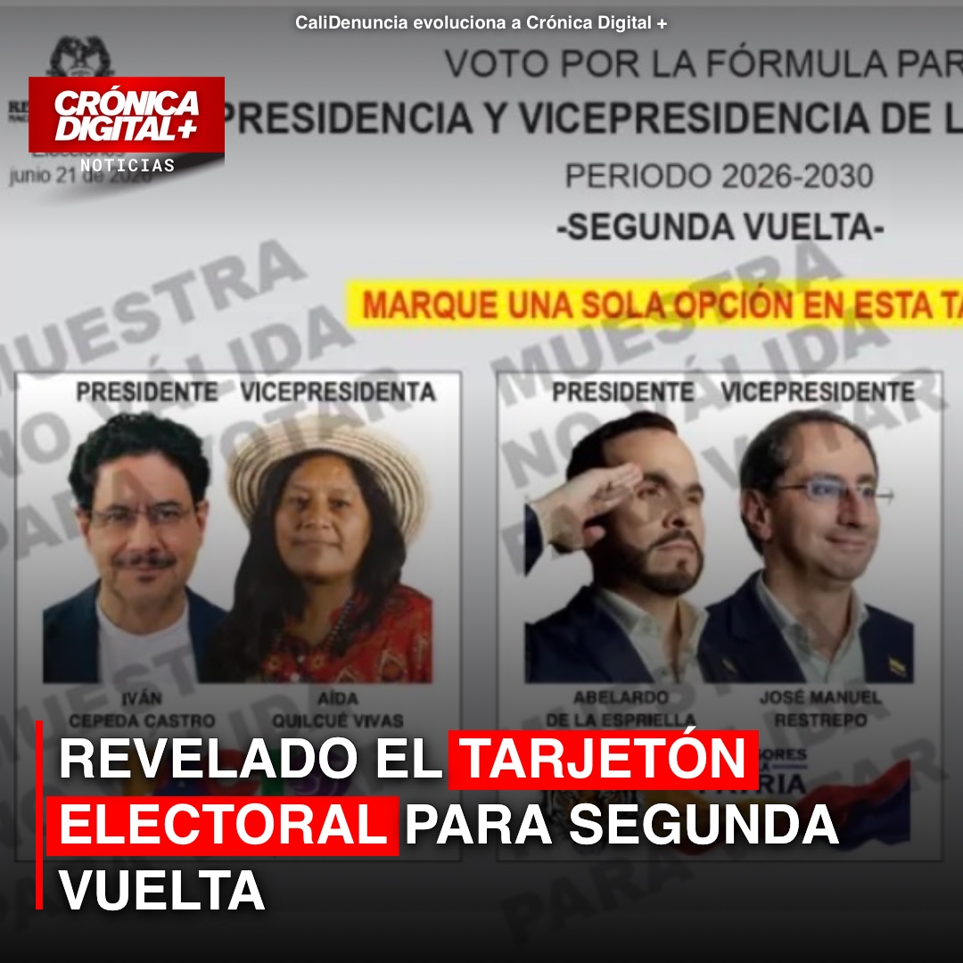 REVELADO EL TARJETÓN PARA SEGUNDA VUELTA PRESIDENCIAL ENTRE ABELARDO DE LA ESPRIELLA E IVÁN CEPEDA