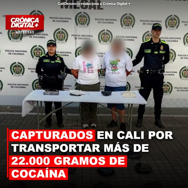 TRES PERSONAS CAPTURADAS EN CALI POR TRANSPORTAR MÁS DE 22.000 GRAMOS DE COCAÍNA