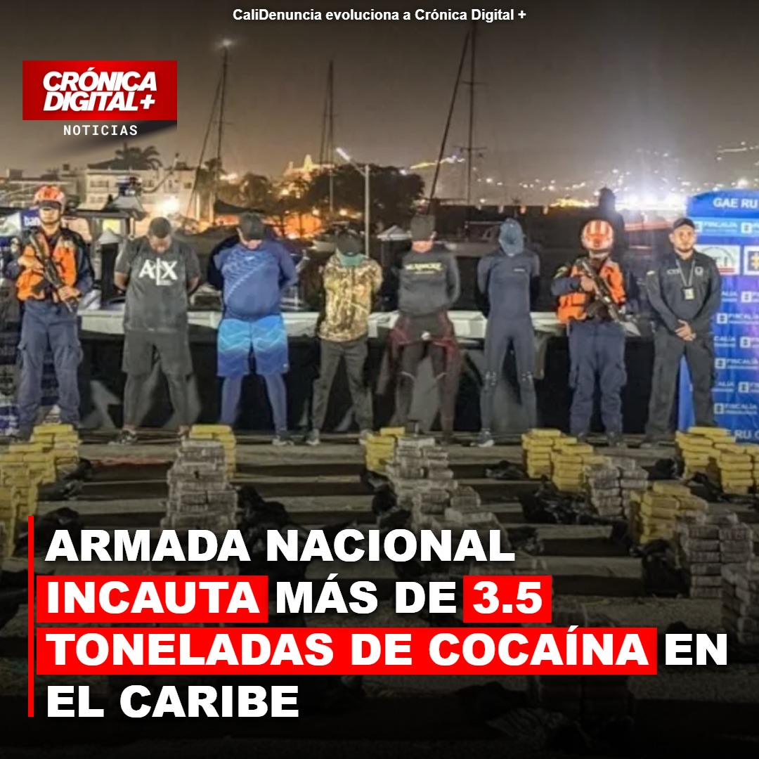 Armada intercepta 3.5 toneladas de cocaína en Caribe colombiano