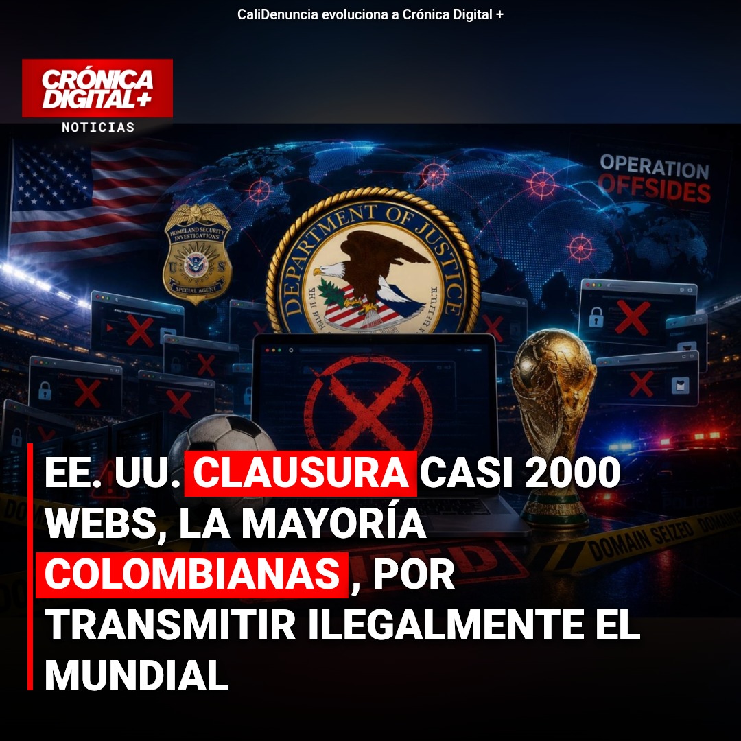 EE. UU. clausura 2000 webs, la mayoría colombianas, por piratería del Mundial