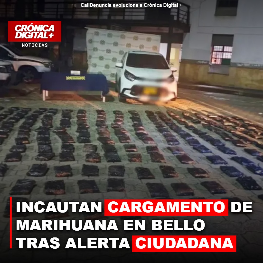 Policía incauta 117 kg de marihuana en Bello tras alerta ciudadana