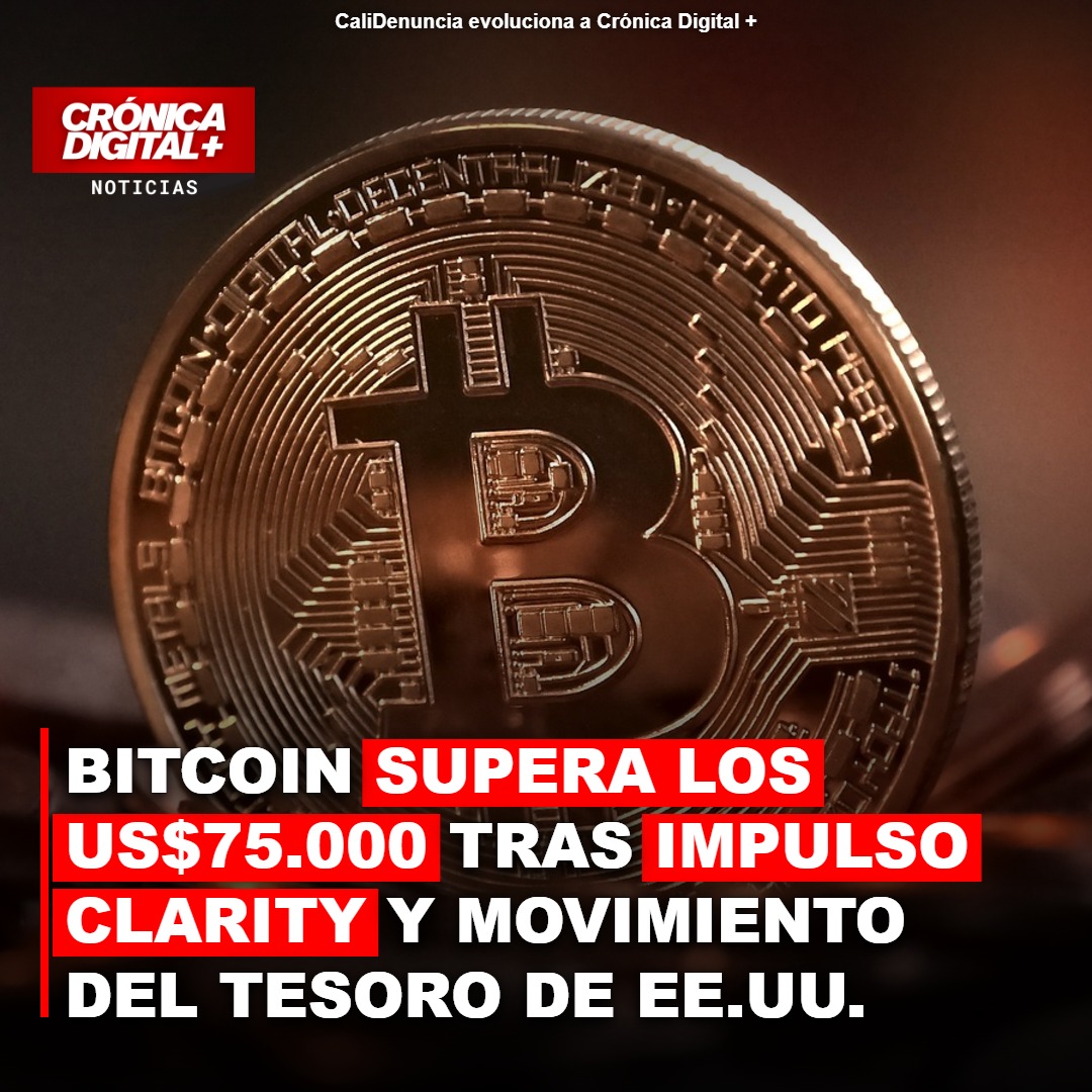 Bitcoin Supera US$75.000: Claridad Regulatoria y Tesoro Impulsan Criptomercado