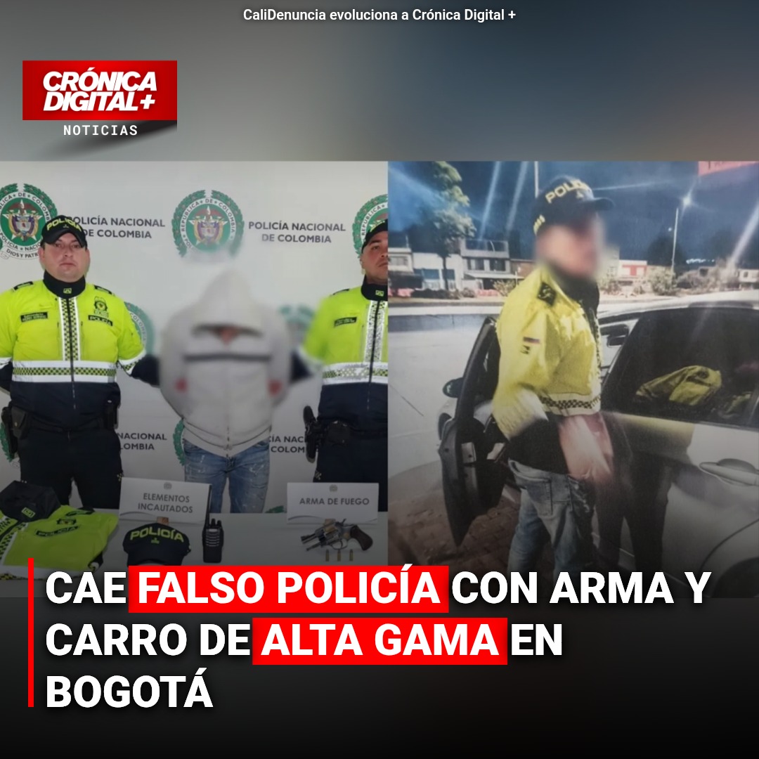 Detenido hombre con arma y prendas policiales en vehículo de lujo en Bogotá