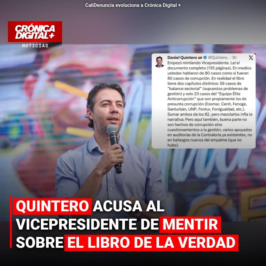 Quintero acusa a Vicepresidente Restrepo de «inflar» hallazgos en Libro de la Verdad