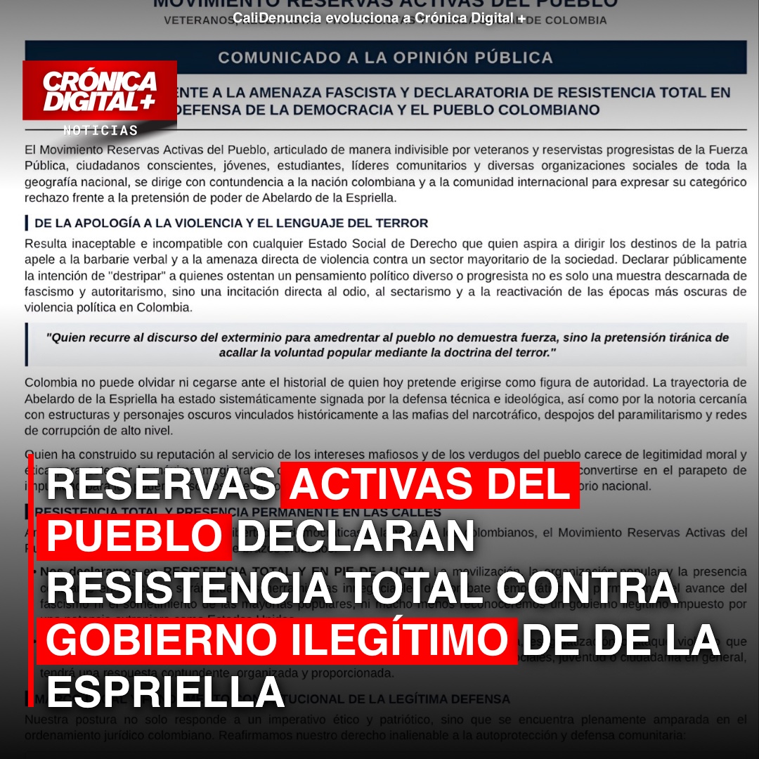 Reservas Activas se declaran en resistencia contra gobierno de De la Espriella