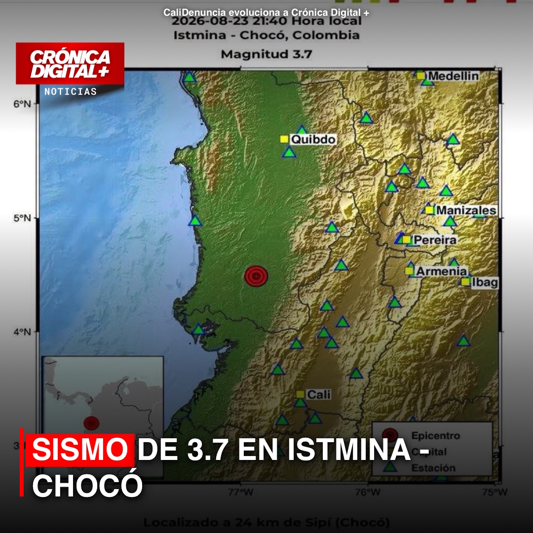 SismosColombiaSGC Evento Sísmico – Boletín Actualizado 1, 2026-08-23, 21:40 hora local Magnitud 3.7