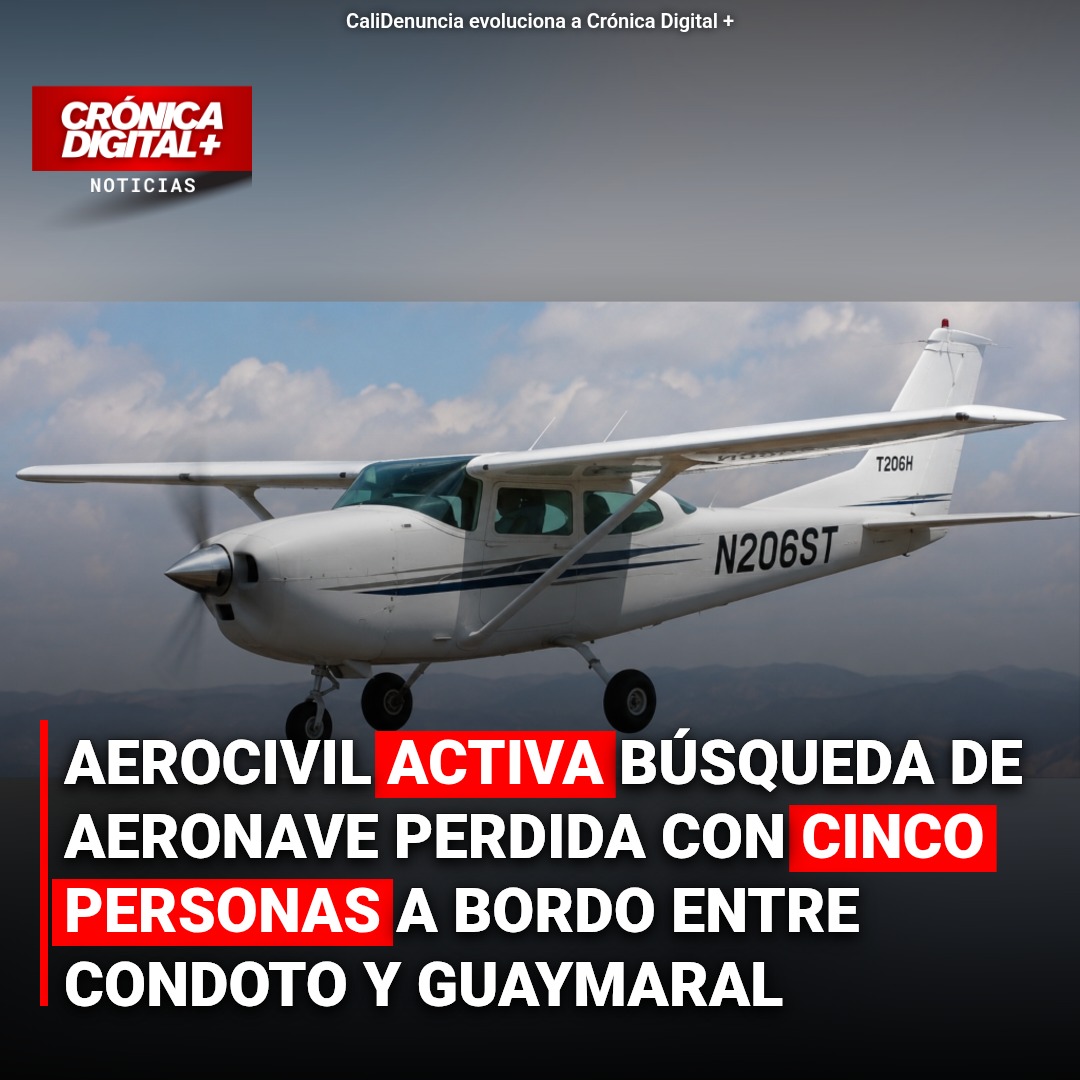 Aerocivil busca avioneta perdida con cinco personas cerca del Cerro Tatamá