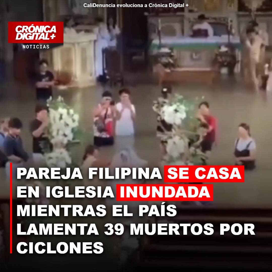 Boda inusual en Filipinas: pareja se casa en iglesia inundada mientras ciclones dejan 39 muertos