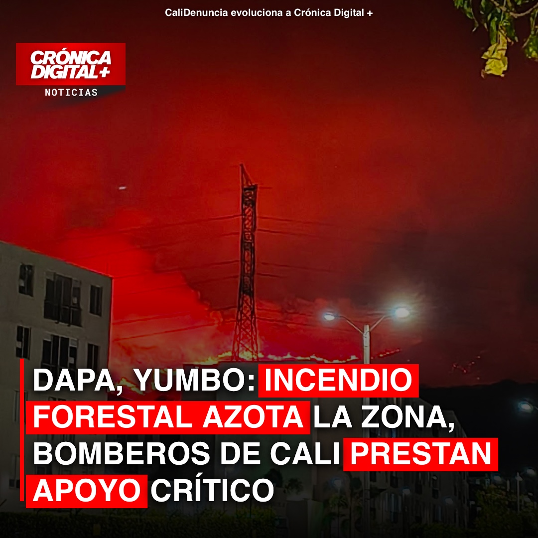 Bomberos Cali apoya extinción de incendio forestal en Dapa, Yumbo