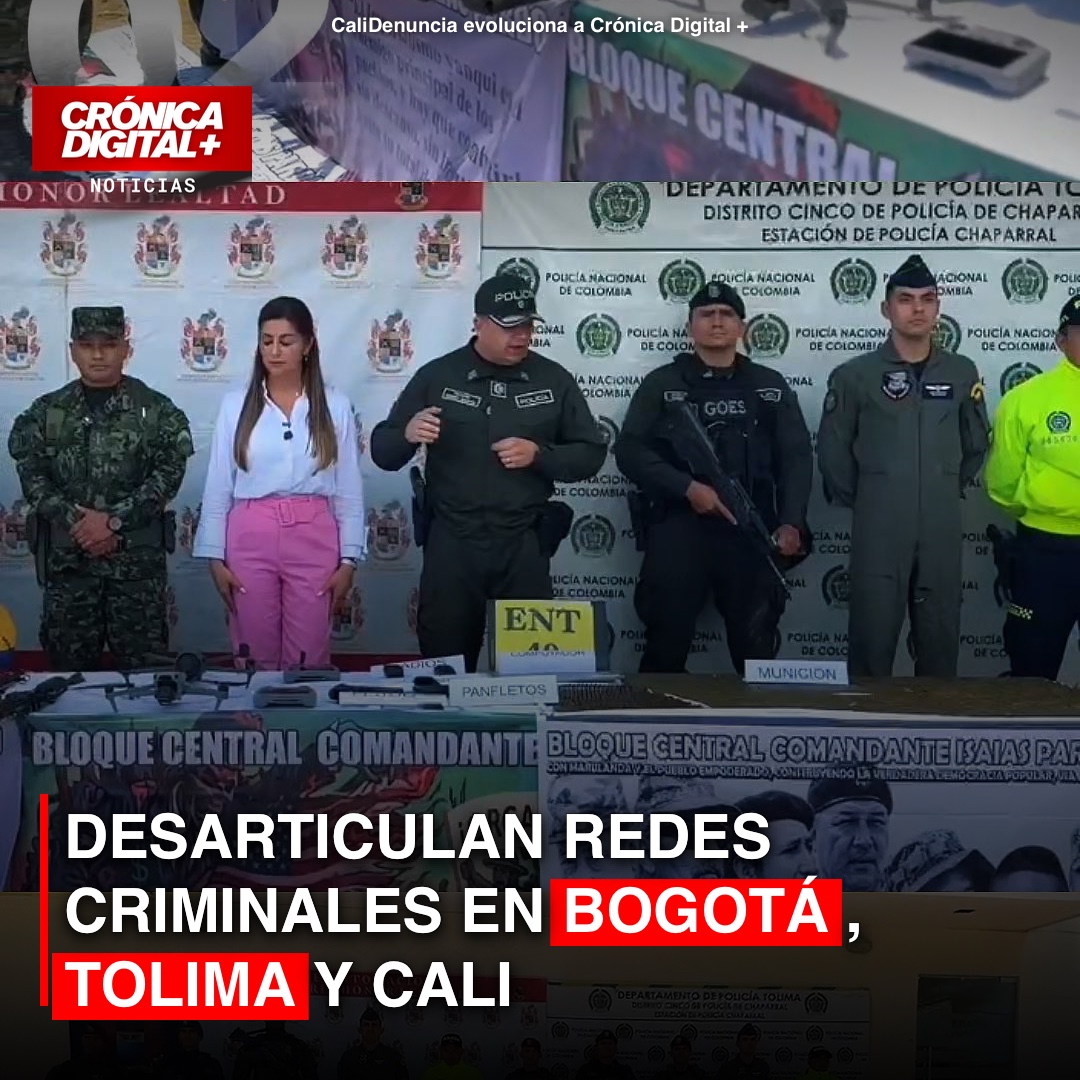 Desarticulan redes criminales en Bogotá, Tolima y Cali