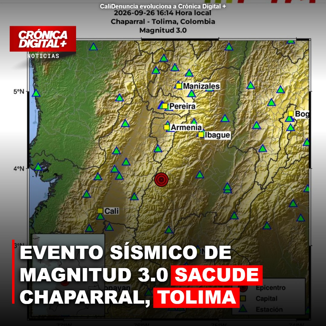 Evento Sísmico de Magnitud 3.0 sacude Chaparral, Tolima
