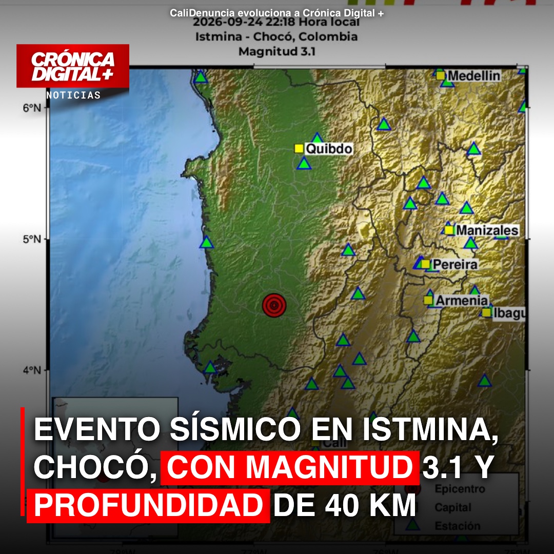 Evento Sísmico en Istmina, Chocó, con Magnitud 3.1 y profundidad de 40 km