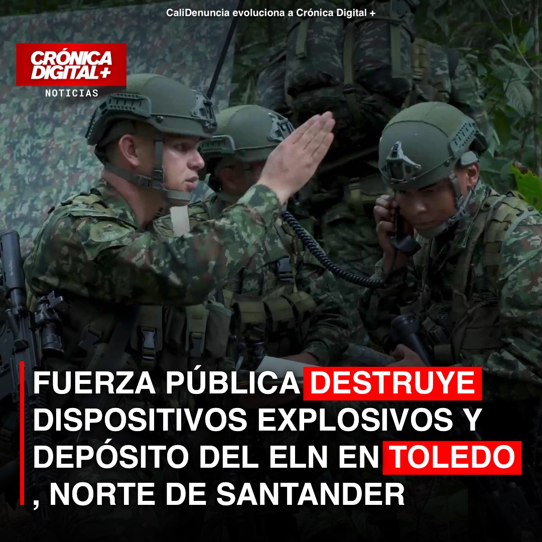 Fuerza Pública destruye dispositivos explosivos y depósito del ELN en Toledo, Norte de Santander