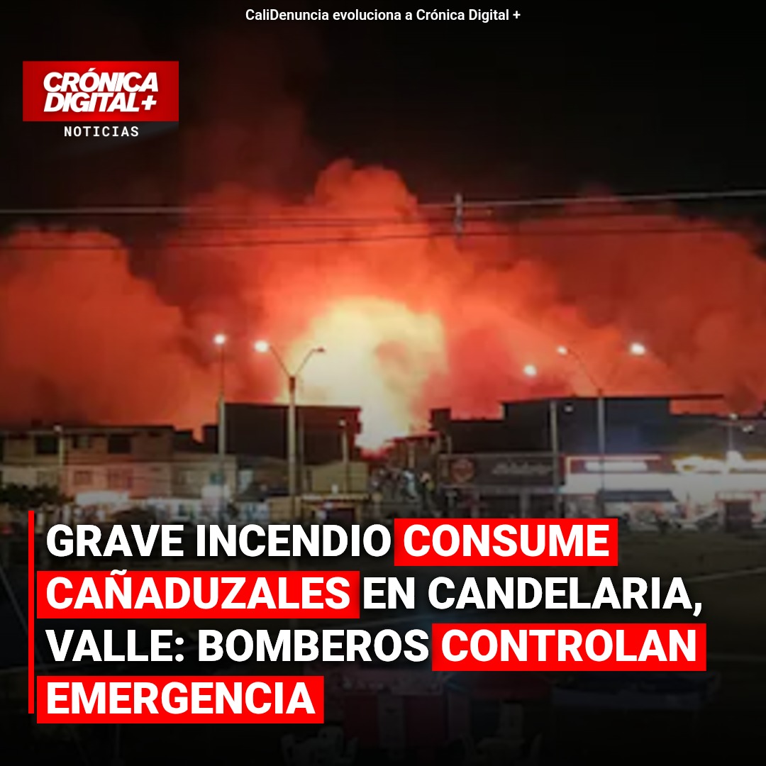 Gran incendio devora cañaduzales en Candelaria: Bomberos controlan la emergencia