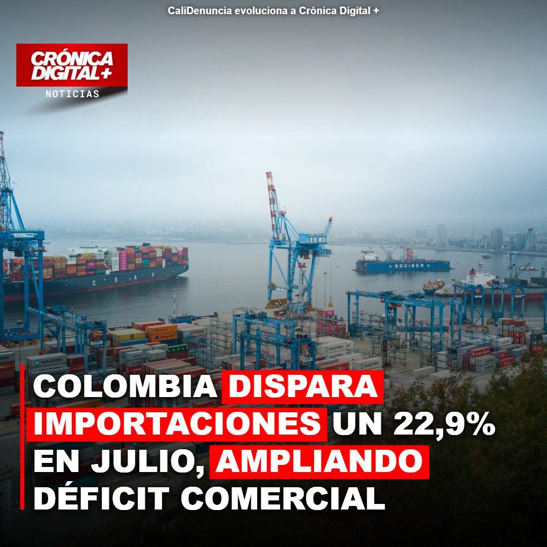 Importaciones de Colombia crecen 22,9% en julio y amplían déficit comercial