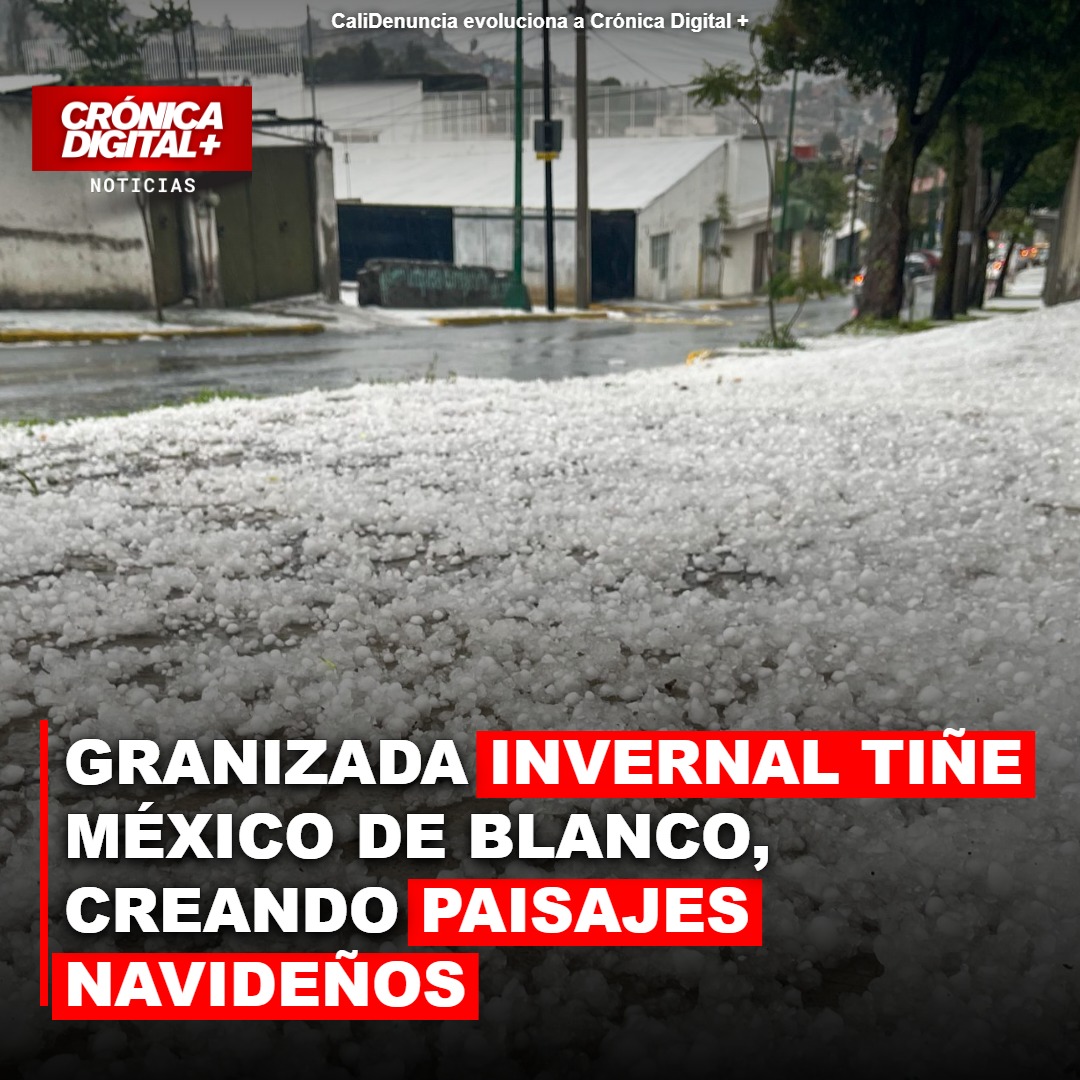 Intensa granizada tiñe de blanco el Estado de México