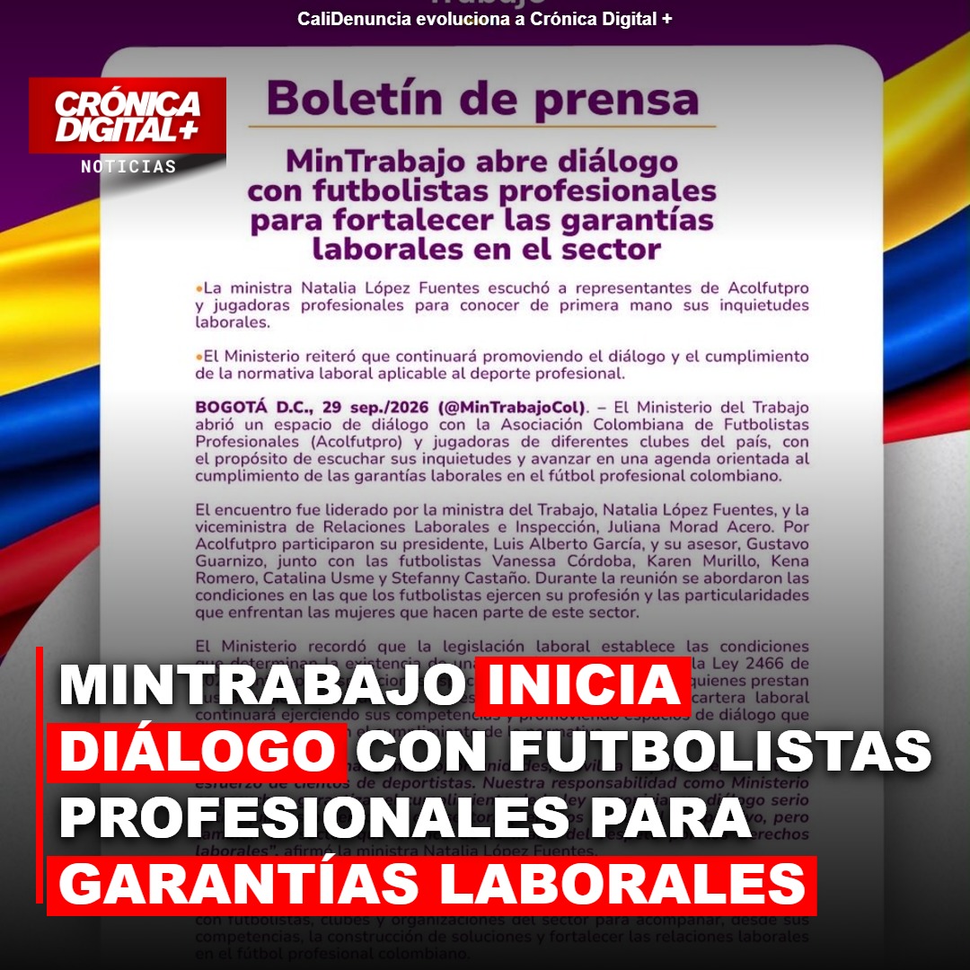 MinTrabajo inicia Diálogo con futbolistas profesionales para garantías laborales