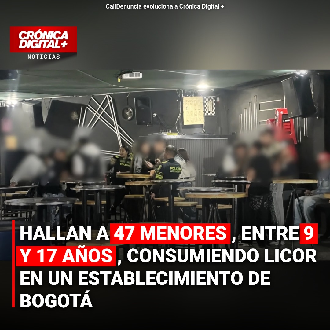 Operativo en Bogotá revela 47 menores consumiendo licor en local reincidente