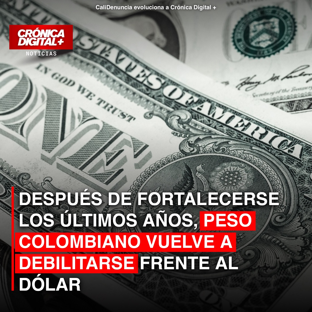 Peso colombiano se debilita frente al dólar