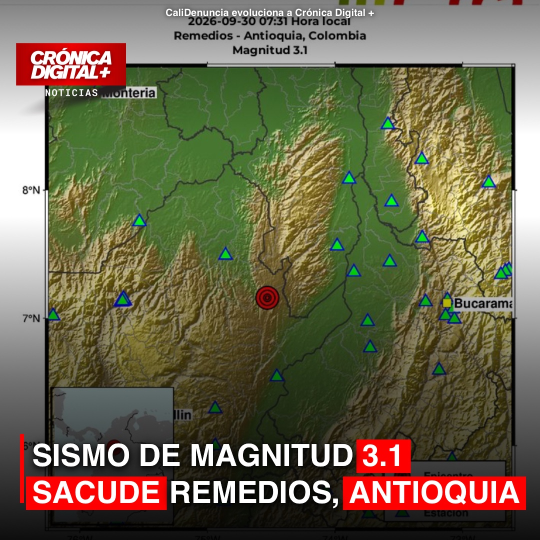 Sismo de Magnitud 3.1 sacude Remedios, Antioquia