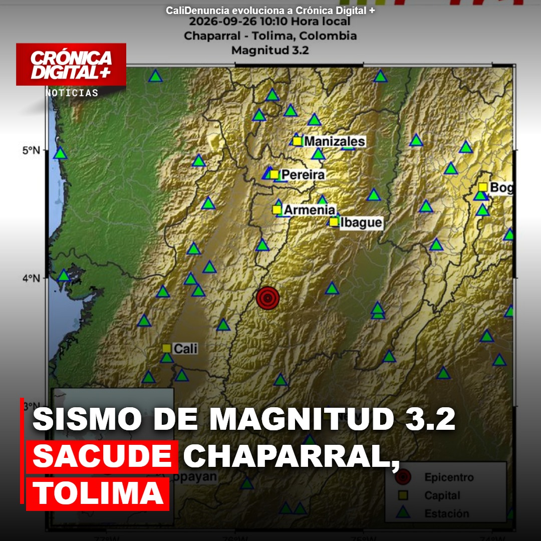 Sismo de Magnitud 3.2 sacude Chaparral, Tolima