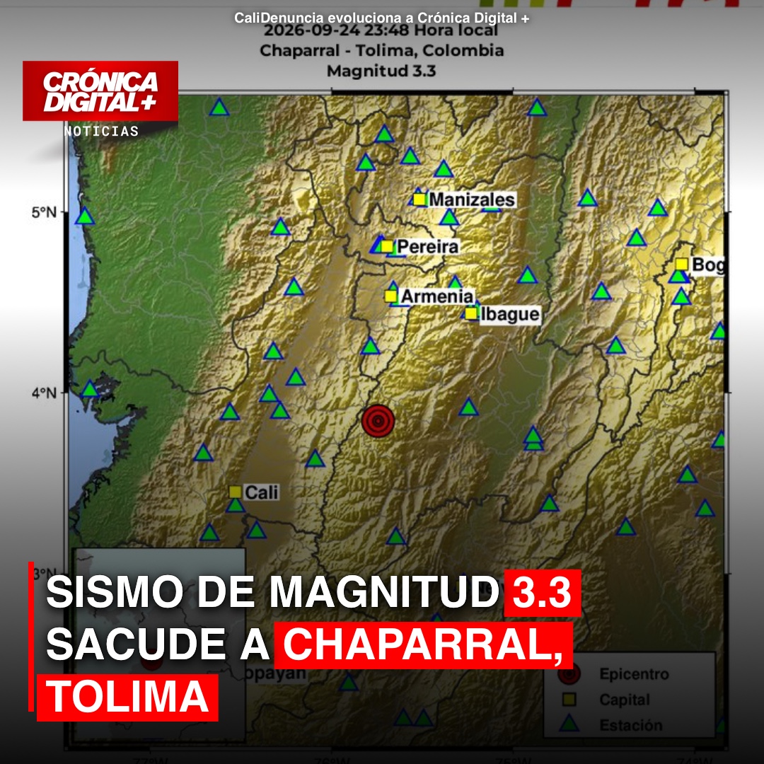 Sismo de Magnitud 3.3 sacude a Chaparral, Tolima