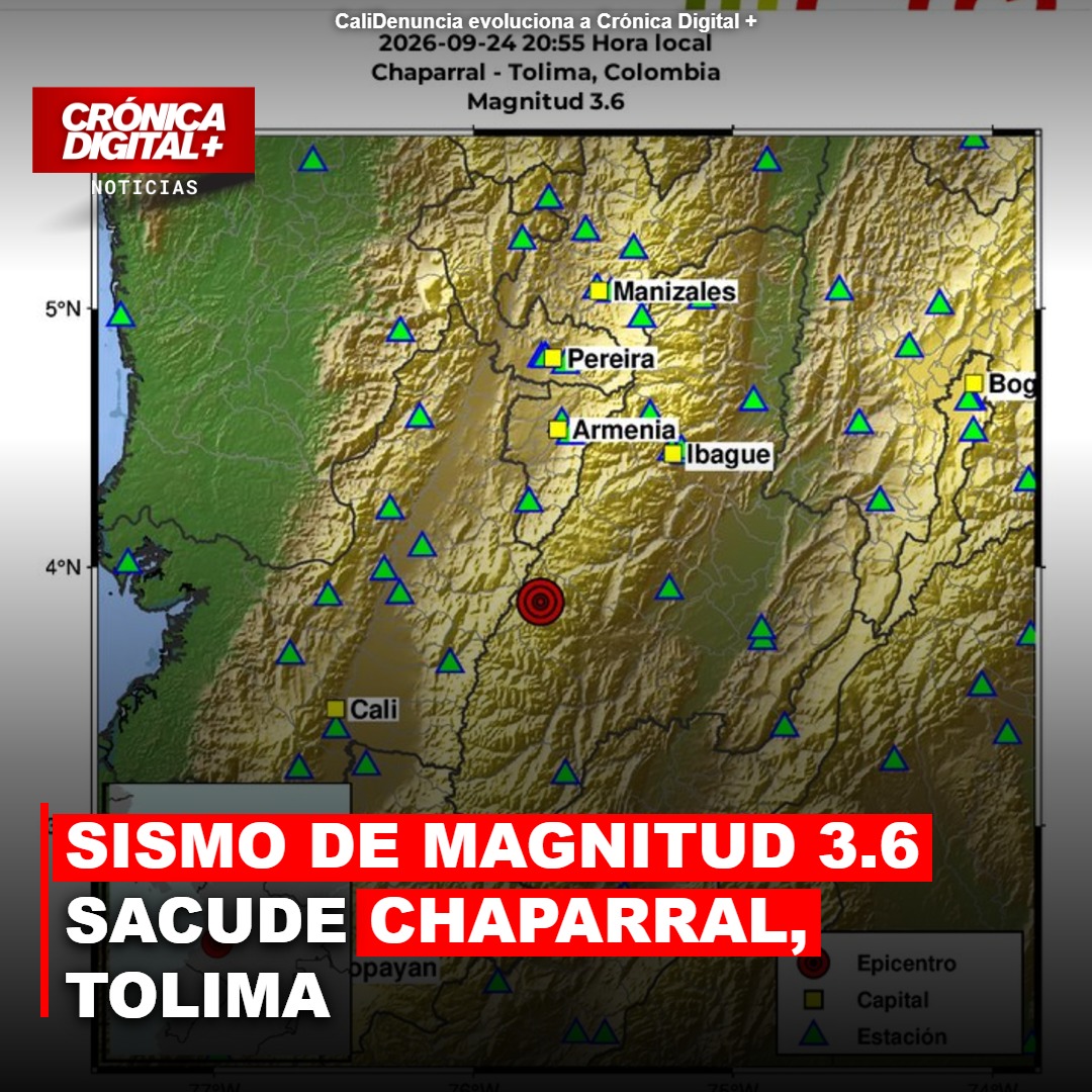 Sismo de Magnitud 3.6 sacude Chaparral, Tolima