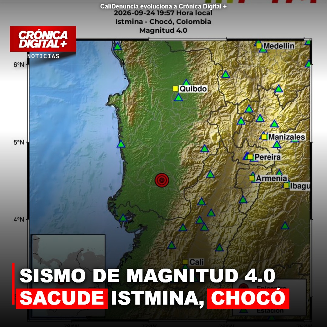 Sismo de Magnitud 4.0 sacude Istmina, Chocó