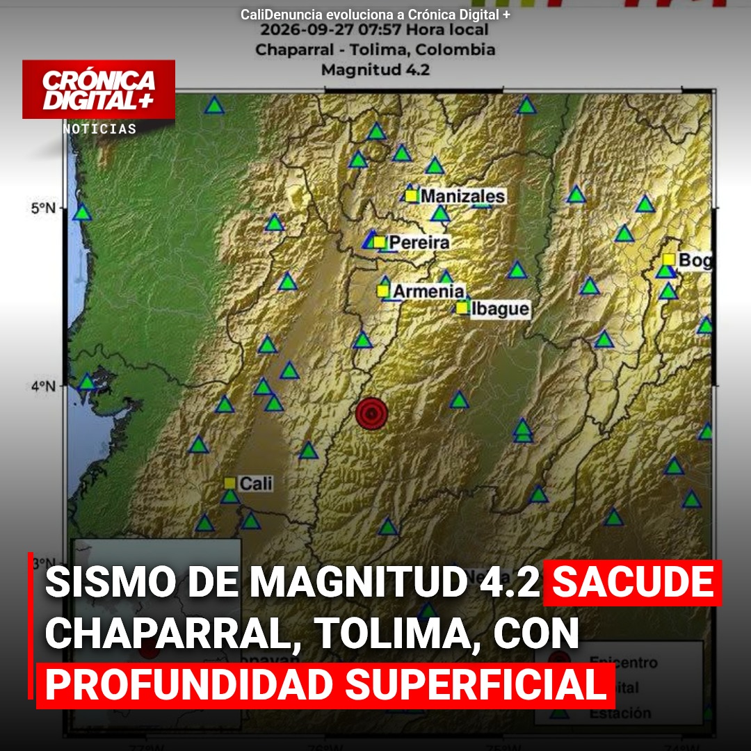 Sismo de magnitud 4.2 sacude a Chaparral, Tolima