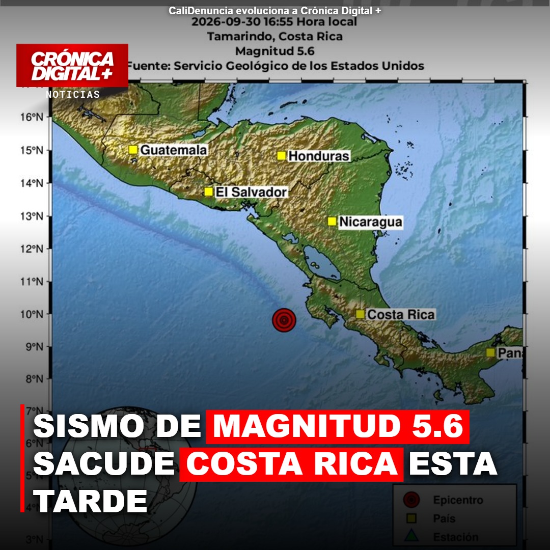 Sismo de magnitud 5.6 sacude Costa Rica esta tarde