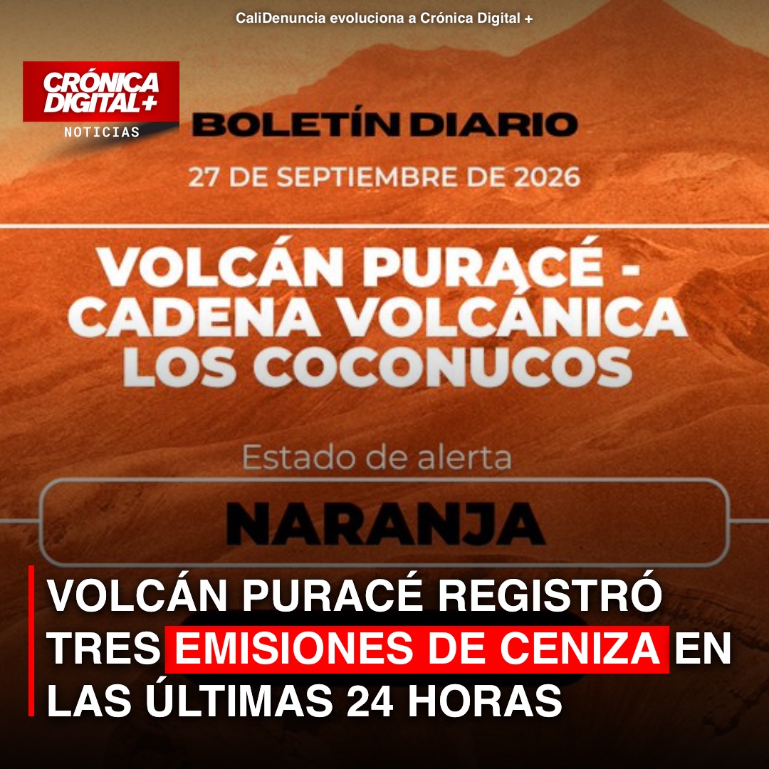 Volcán Puracé registró tres emisiones de ceniza en las últimas 24 horas