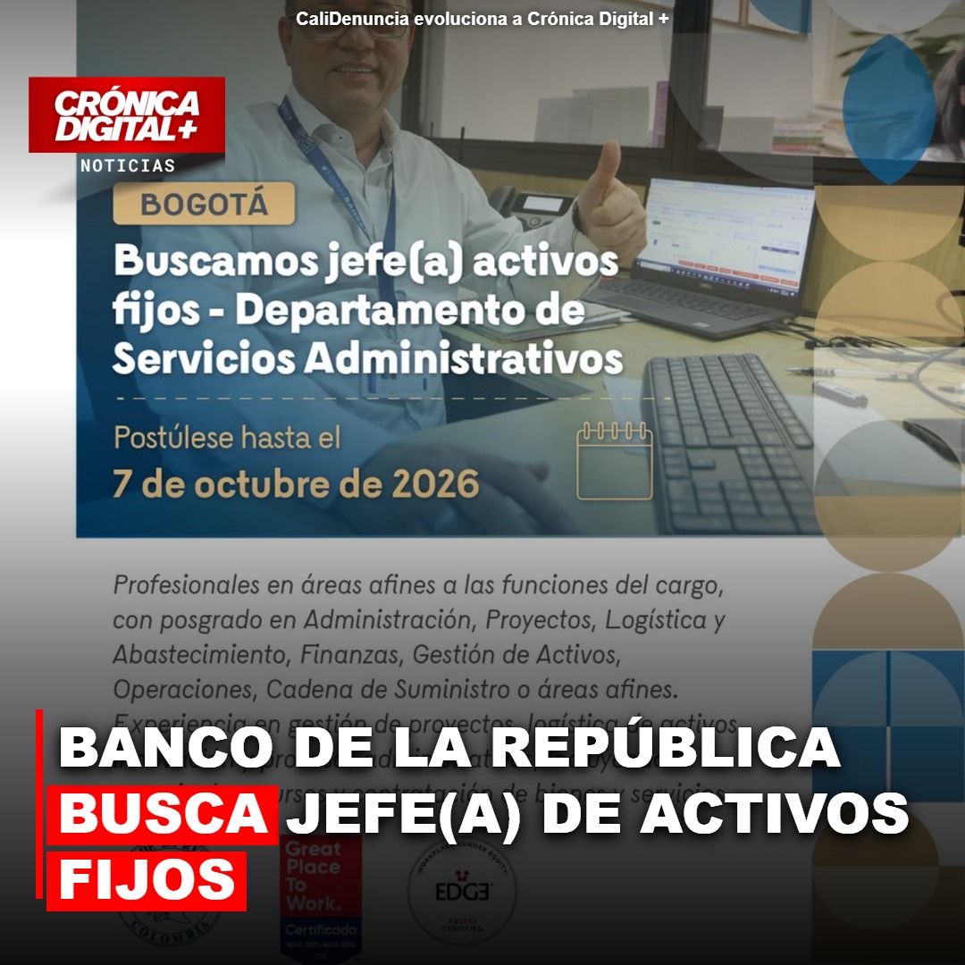 Banco de la República busca Jefe(a) de Activos Fijos