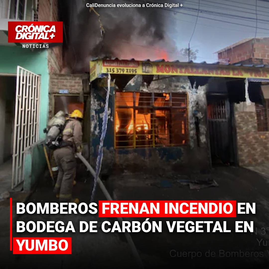 Bomberos frenan incendio en bodega de carbón vegetal en Yumbo