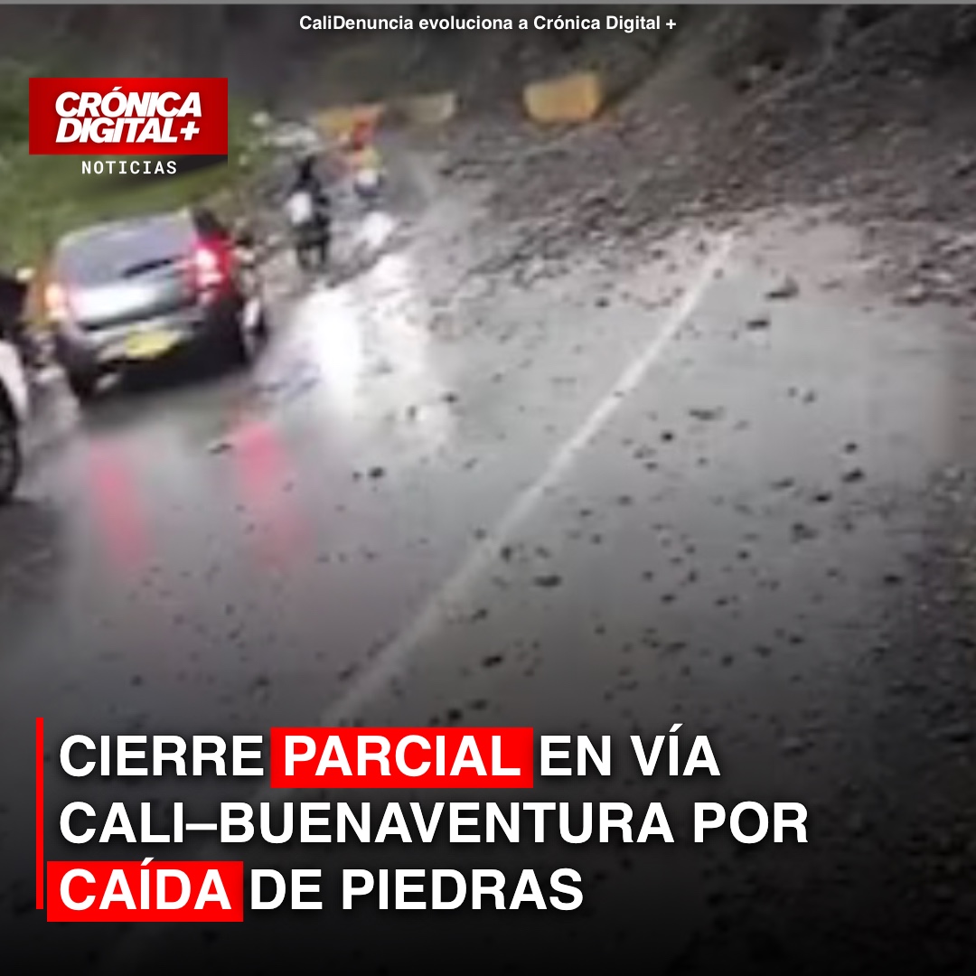 Cierre parcial en vía Cali–Buenaventura por caída de piedras
