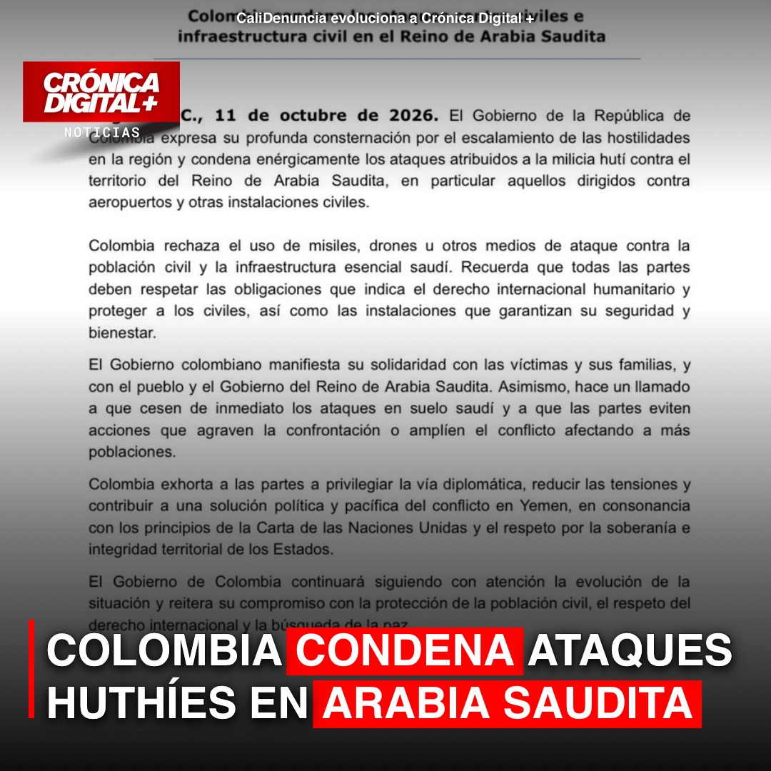 Colombia condena ataques huthíes en Arabia Saudita