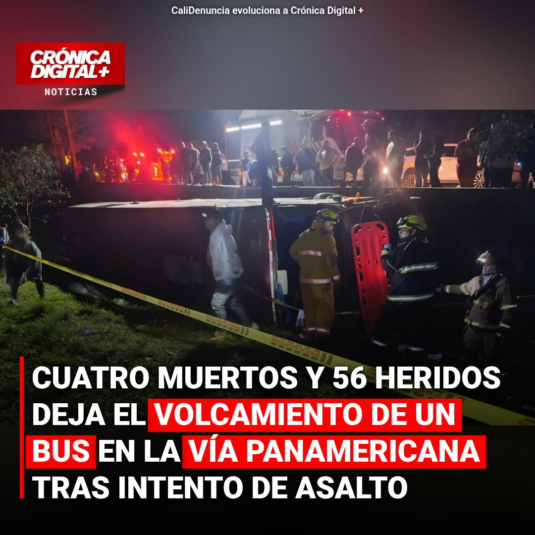 Cuatro muertos y 56 heridos deja el volcamiento de un bus en la vía Panamericana tras intento de asalto