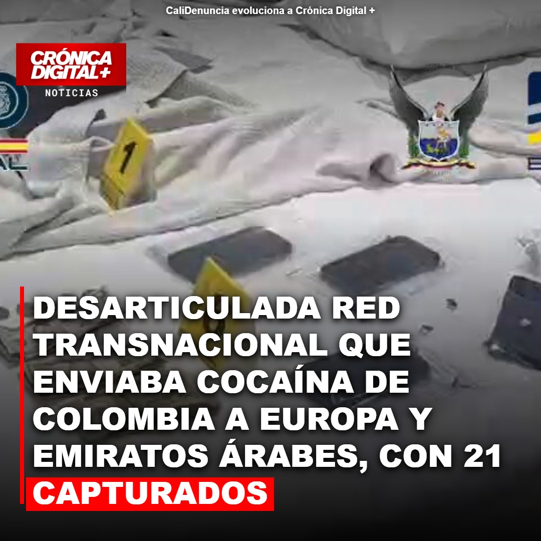 Desarticulada red transnacional que enviaba cocaína de Colombia a Europa y Emiratos Árabes, con 21 capturados