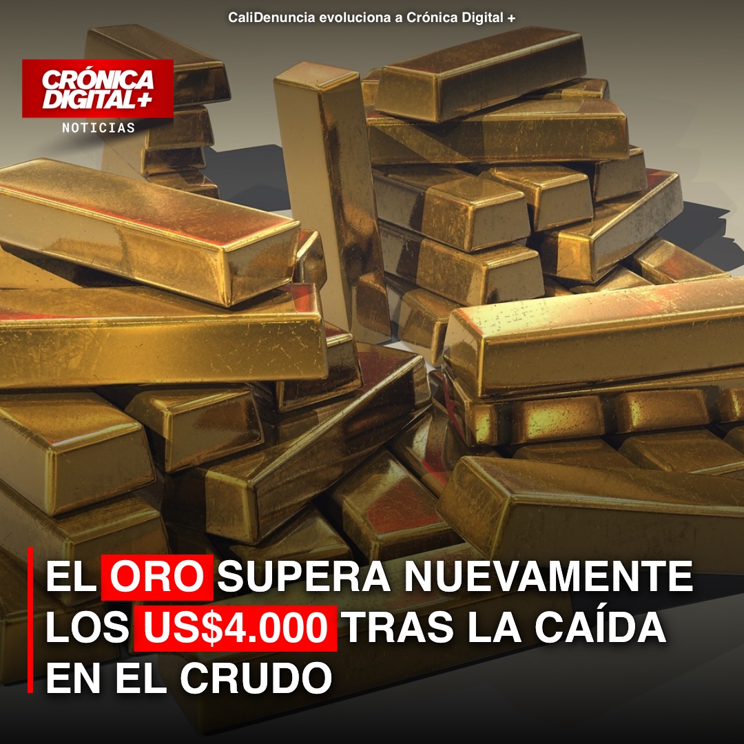El oro supera nuevamente los US$4.000 tras la caída en el crudo