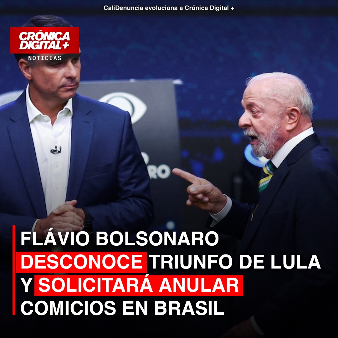 Flávio Bolsonaro desconoce triunfo de Lula y solicitará anular comicios en Brasil