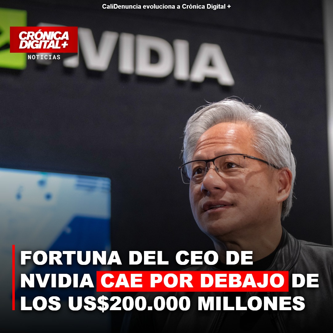 Fortuna del CEO de Nvidia cae por debajo de los US$200.000 millones