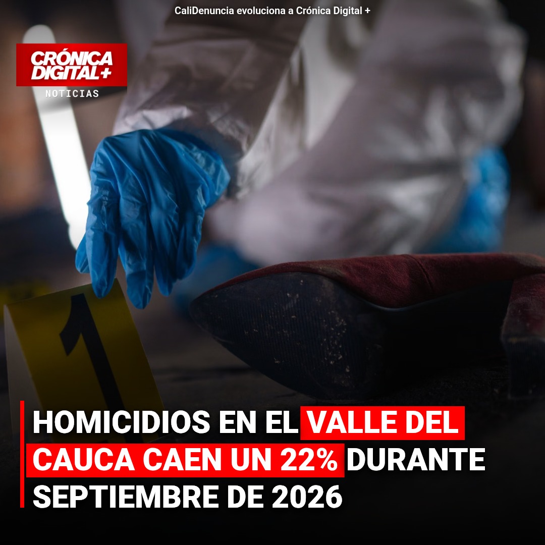 Homicidios en el Valle del Cauca caen un 22% Durante septiembre de 2026