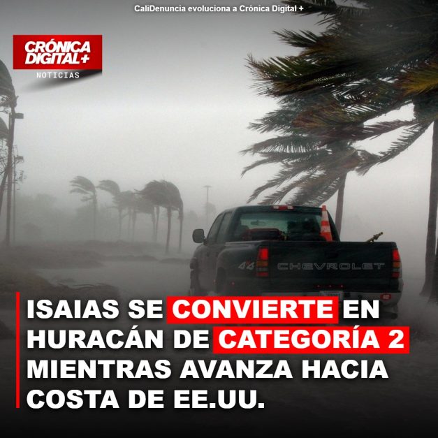 Isaias se convierte en huracán de categoría 2 mientras avanza hacia costa de EE.uu.