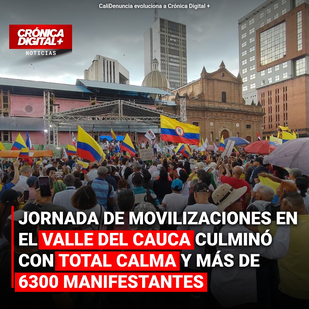 Jornada de movilizaciones en el Valle del Cauca culminó con total calma y más de 6300 manifestantes