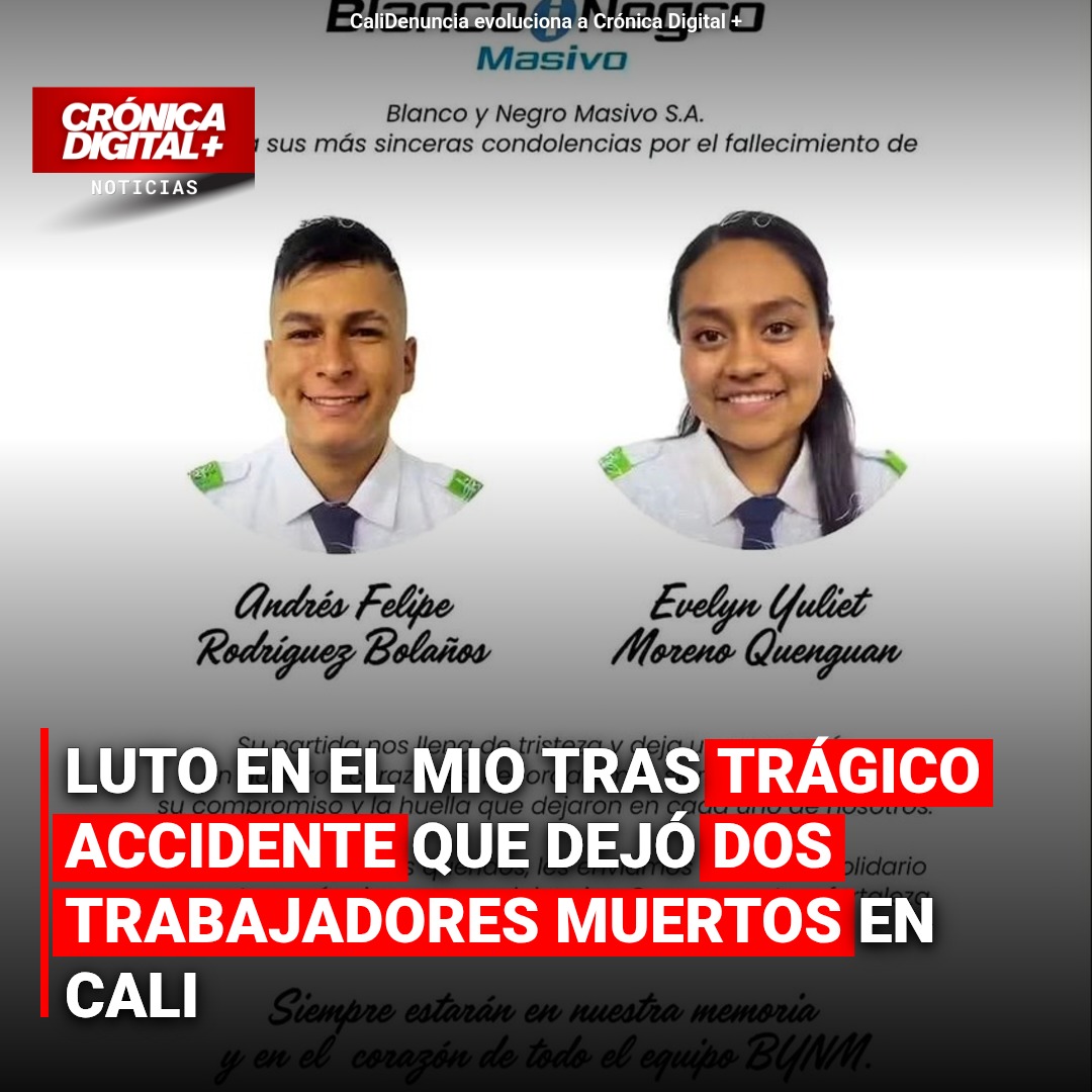 LUTO en el MIO tras trágico accidente que dejó dos trabajadores muertos en Cali
